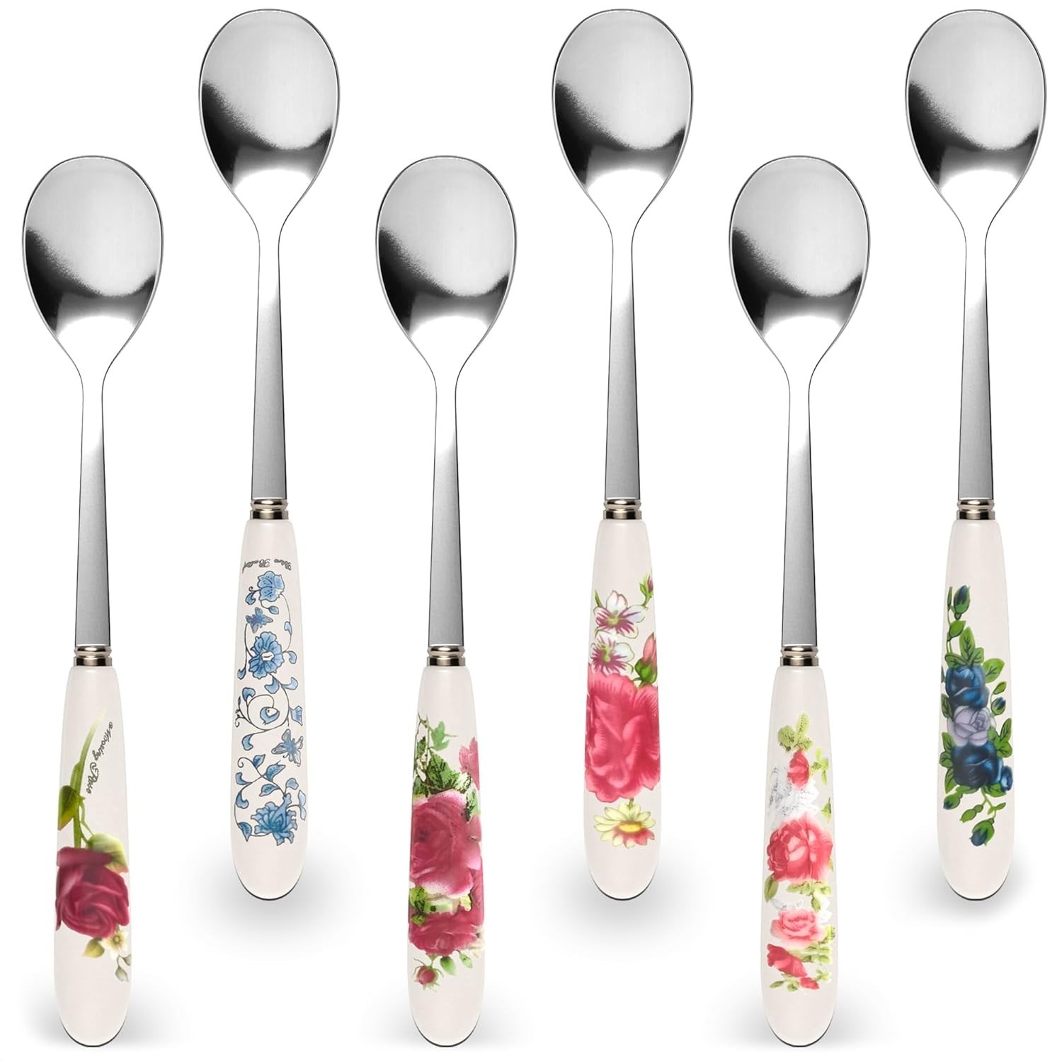 6-Pcs Coffee Spoons Stainless Steel - Tea Spoons for Tea Party Set Small Spoo