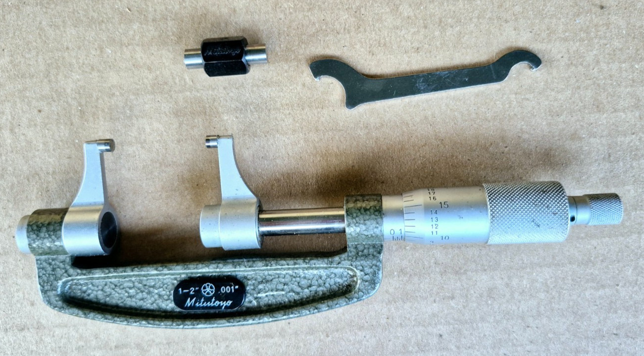 Mitutoyo 143-122 Caliper Type Micrometer 1-2″ .001"