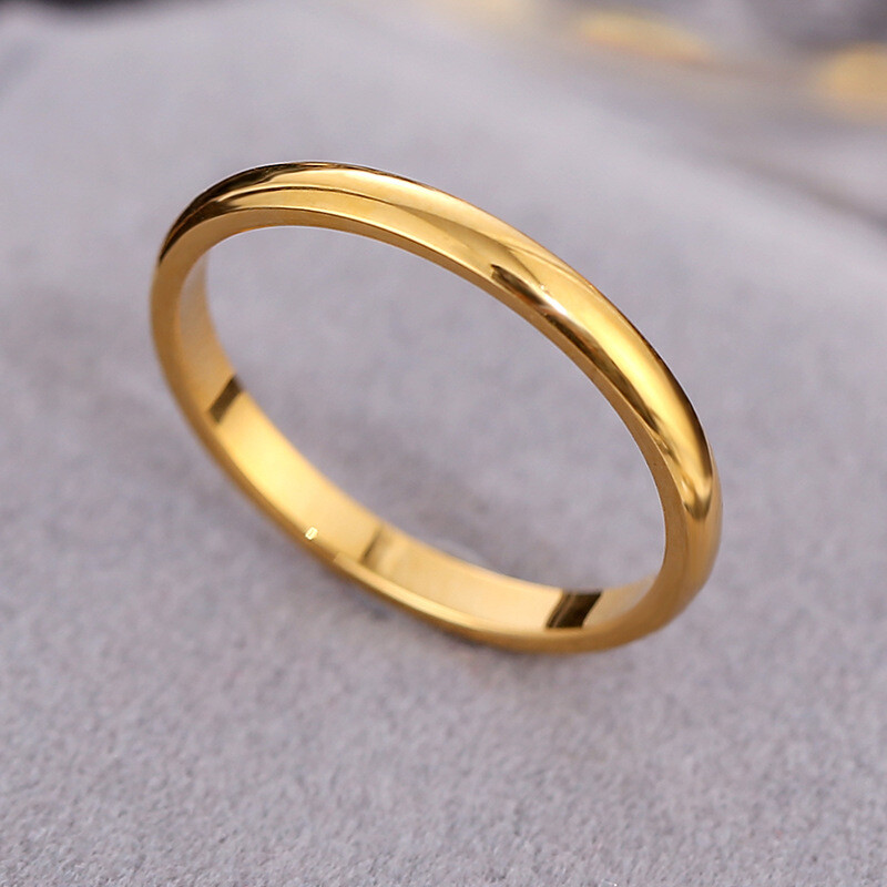 Stainless Steel Finger Ring Women Ring 2mm Couple Ring Circle Plain