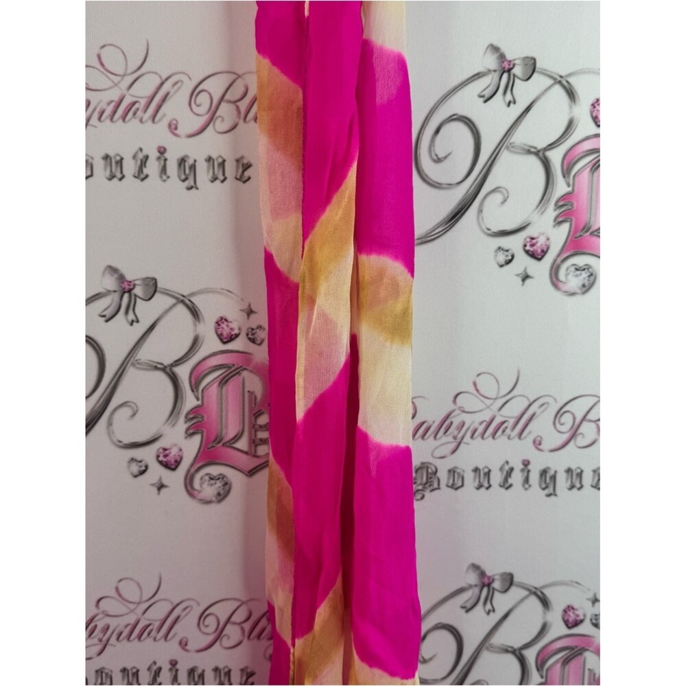 Scarf scarve beaded neon stripes Lightweight Pink and Cream Striped Scarf by