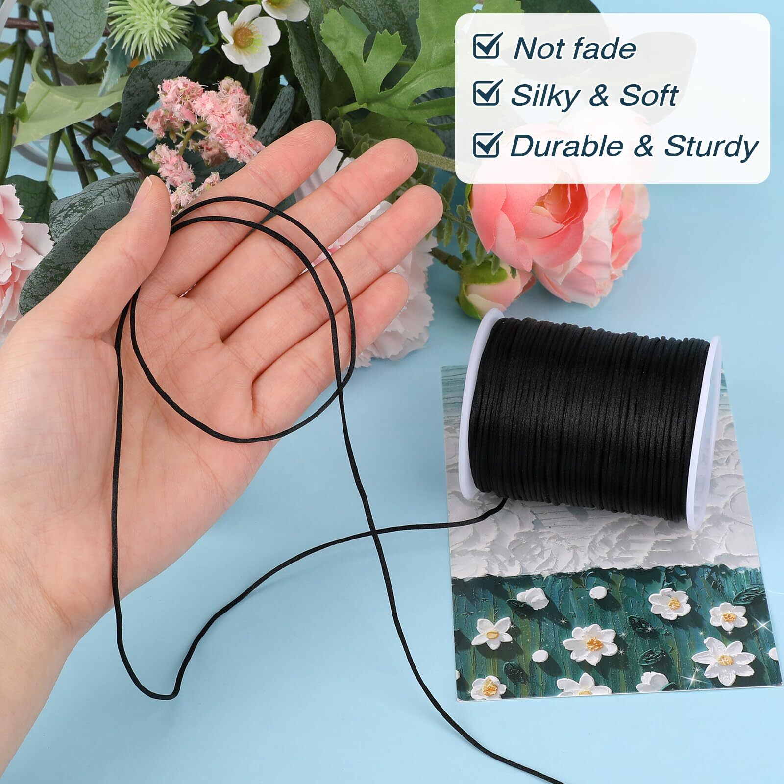 1.5mm X 110 Yards Nylon Satin Cord Necklace String Wind Chime Cord Replacement