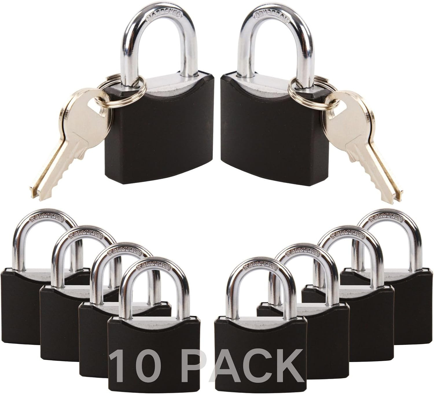 10-Pack Short Shackle Padlock 1-9/16", Keyed Alike, 256Hr Salt Spray | Weatherpr