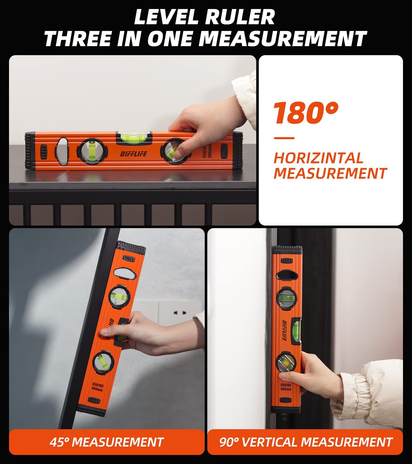 Yellow 12 Inch Aluminum Torpedo Level Bubble Level Tool