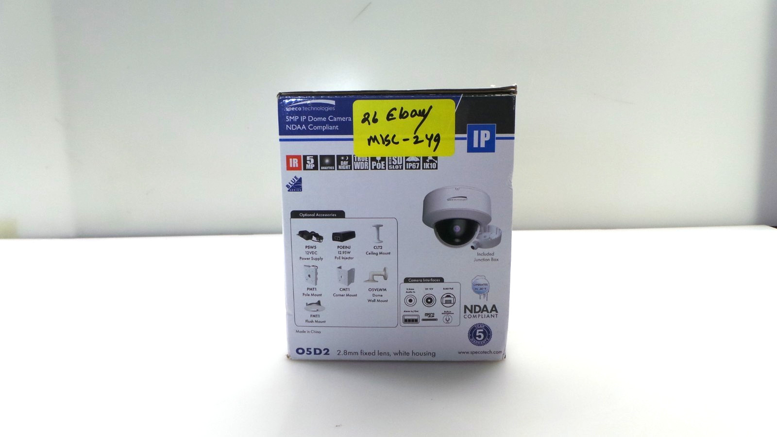 05D2 Speco Technologies 5MP IP Dome Camera - Advanced Analytics, NDAA - Open Box