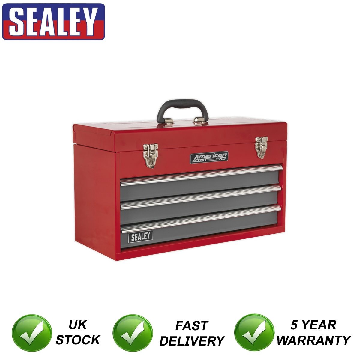 Sealey American PRO� Tool Chest 3 Drawer Red/Grey AP9243BB