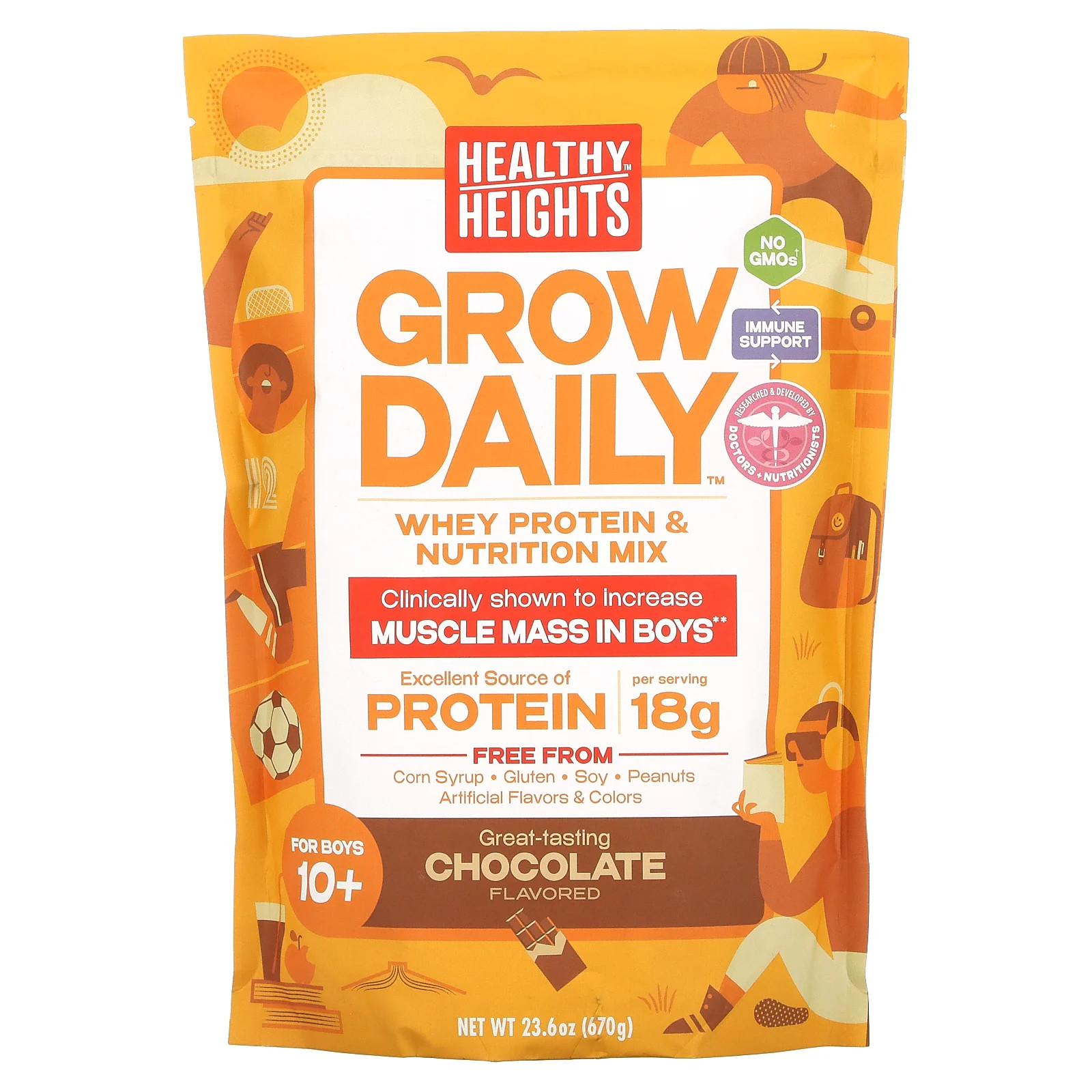 Grow Daily, Whey Protein & Nutrition Mix, For Boys 10+, Chocolate, 23.6 oz (670