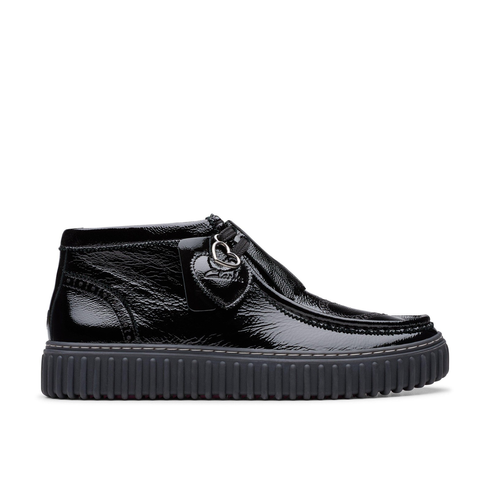 Clarks Mens Torhill Heart Black Leather Casual  Boots Shoes