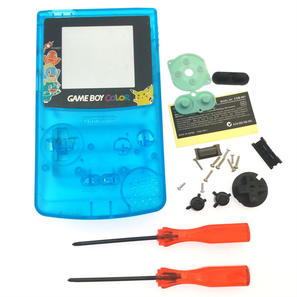 GBC Nintendo Game Boy Color Replacement Housing Shell Screen Blue Squirtle USA!