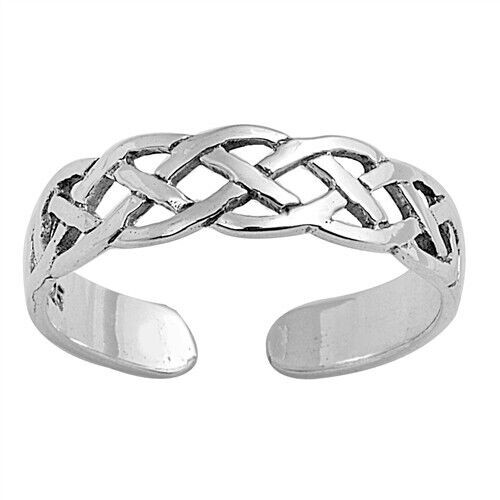 Celtic Design Adjustable 4.8 mm Toe Ring Oxidized Genuine Sterling Silver 925