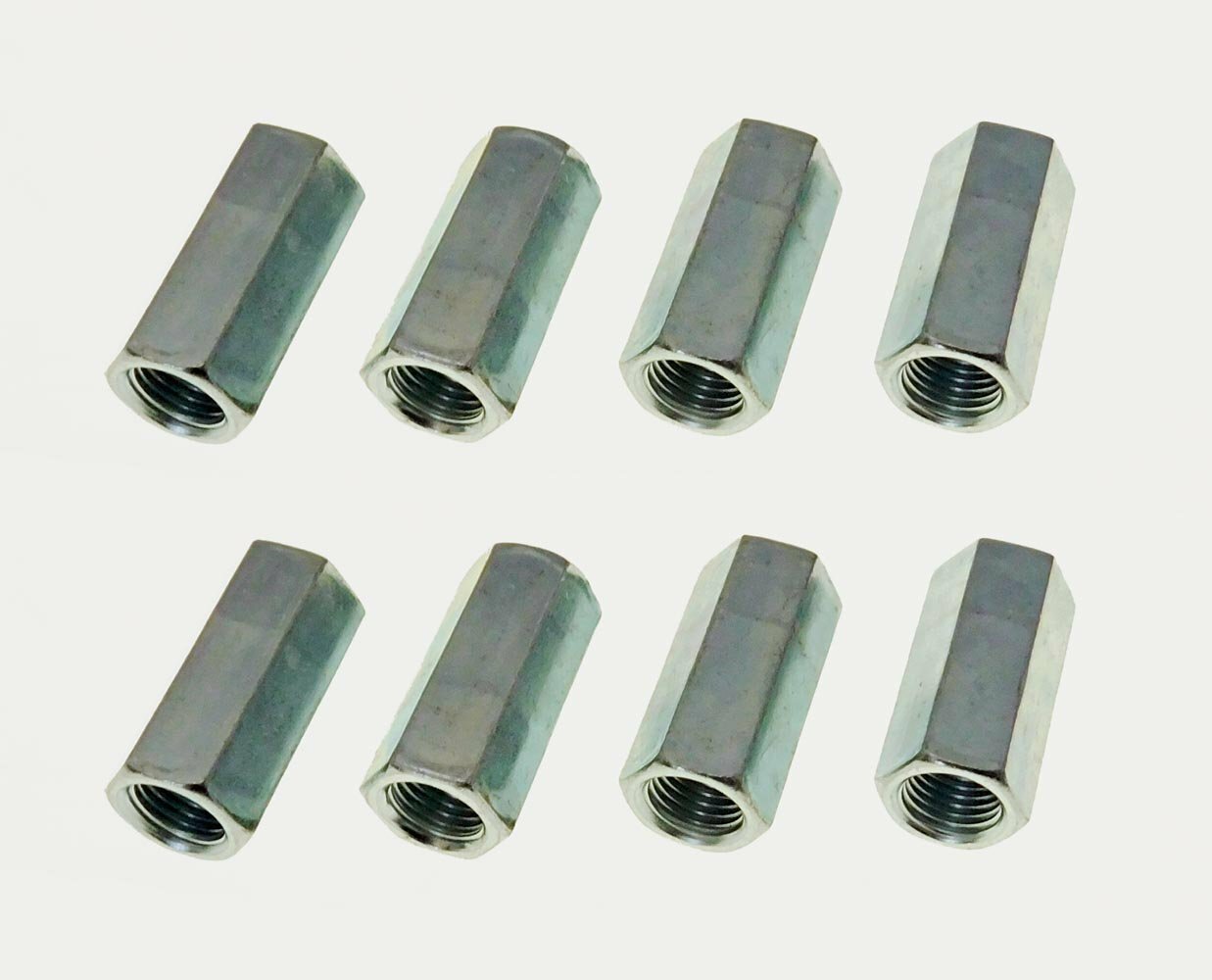 8 Pack 3/8-24 X 1-1/8" Long Fine Thread Hex Coupling Nut with Zinc Plate