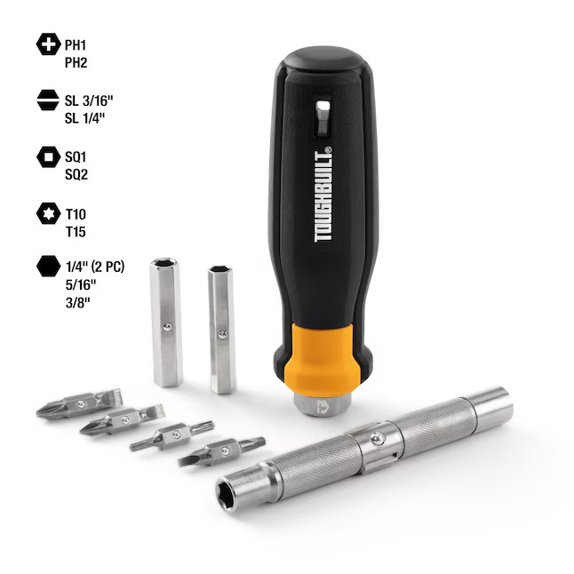 TOUGHBUILT Multi-Bit 8 -Piece 2-1/2-in Multi-Bit Replaced Screwdriver Set