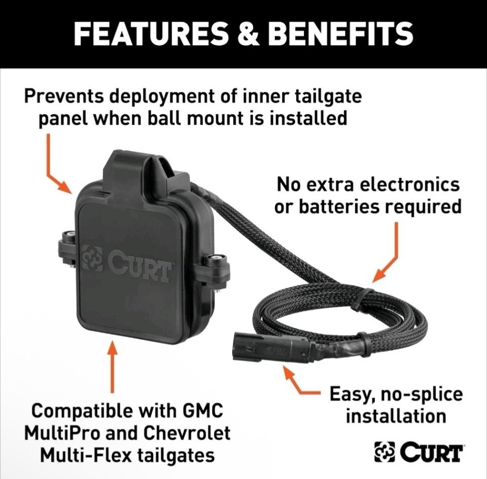CURT Protective MultiPro Multi-Flex Tailgate Sensor with 2-1/2" Hitch Cap #58266