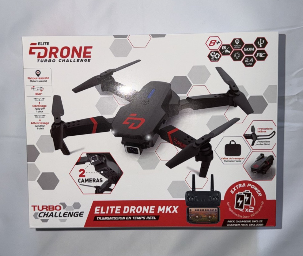 Turbo Challenge Elite Drone MKX Quadcopter 2 Cameras App Control 360° Flip
