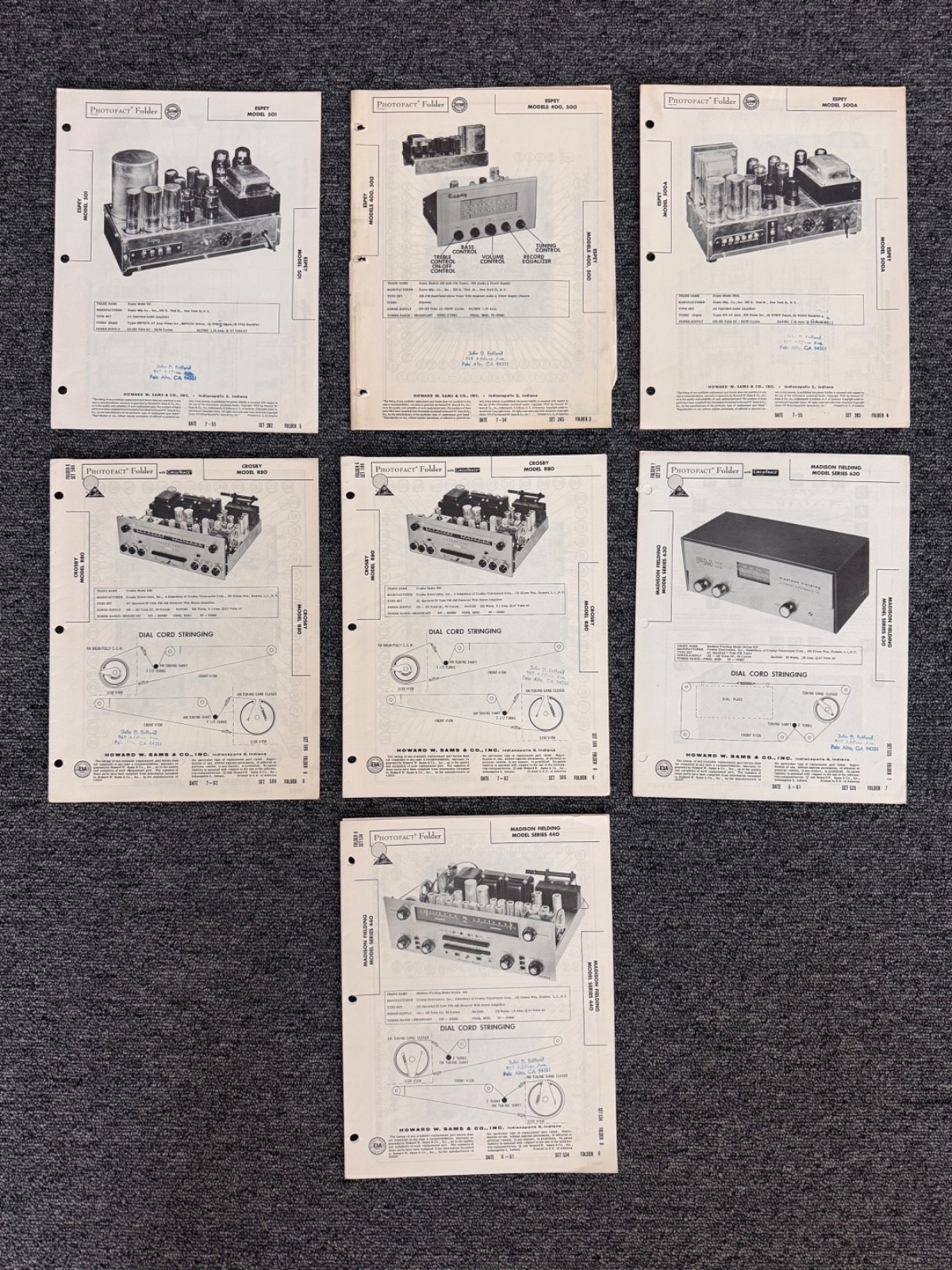 MADISON FIELDING, CROSBY, ESPEY VARIOUS MODELS INFO AND SCHEMATICS