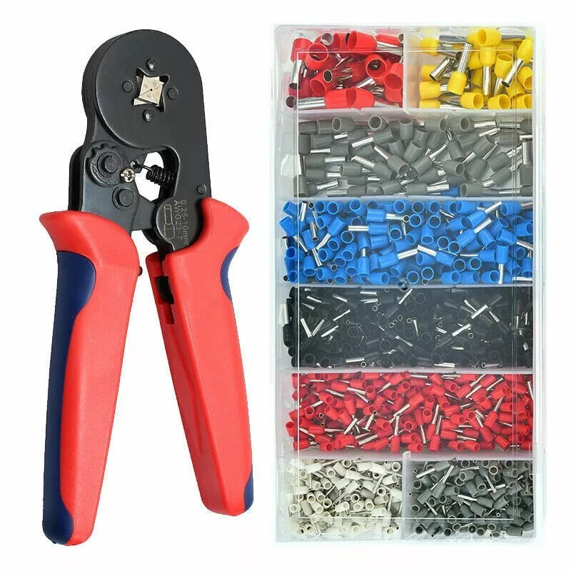 Ferrule Crimping Tool Self-Adjustable Ferrel Crimper Kit w/ 1200PCS Terminal Kit