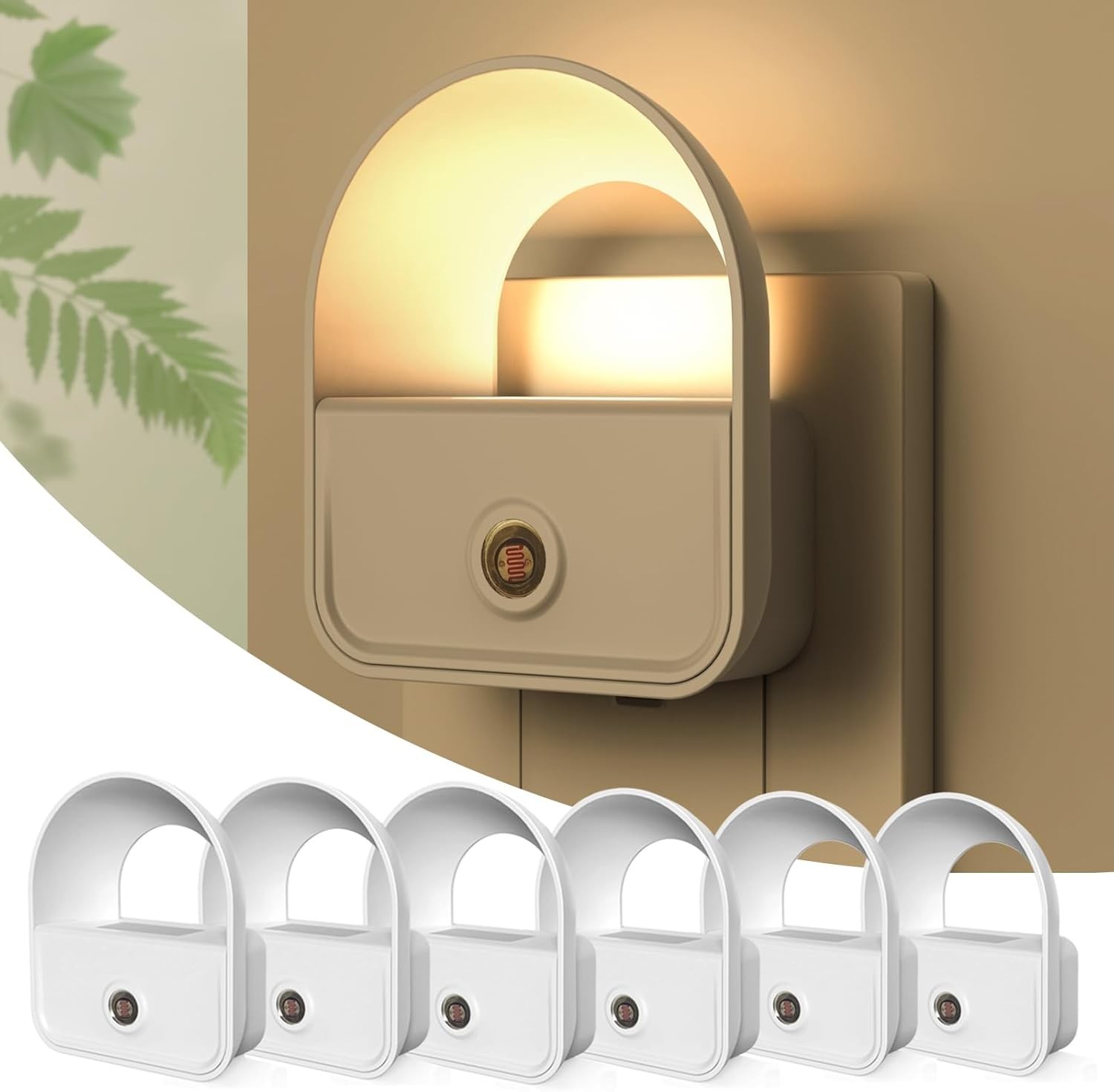 6 Pack Night Light Plug in, LED Nightlights with Smart Dusk to Dawn Nightlight,