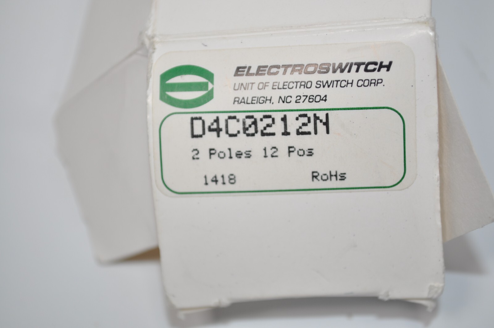 NEW ELECTROSWITCH 2-Pole 12-Pos Rotary Switch Model# D4C0212N