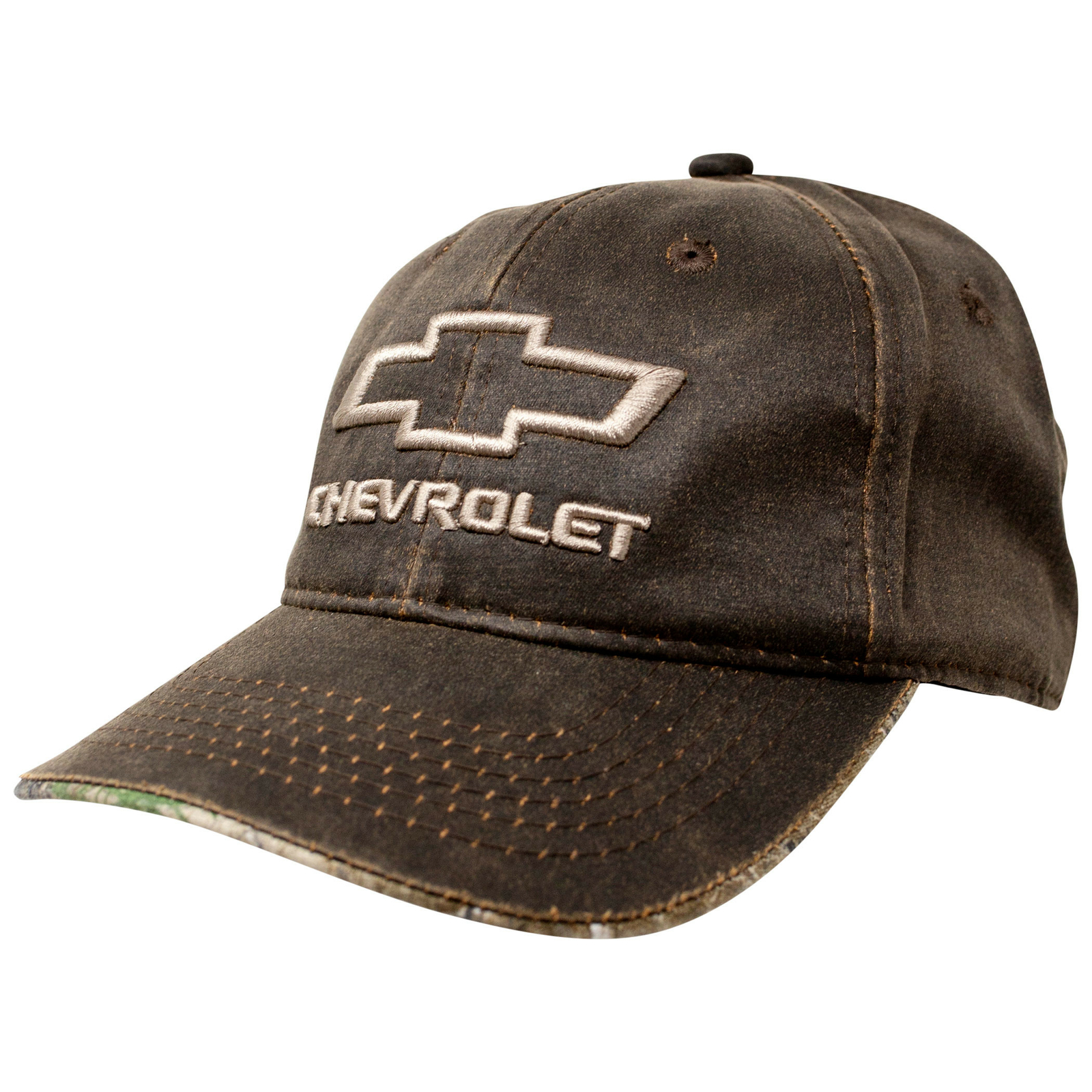Chevrolet Logo Oil Washed Snapback Hat Brown