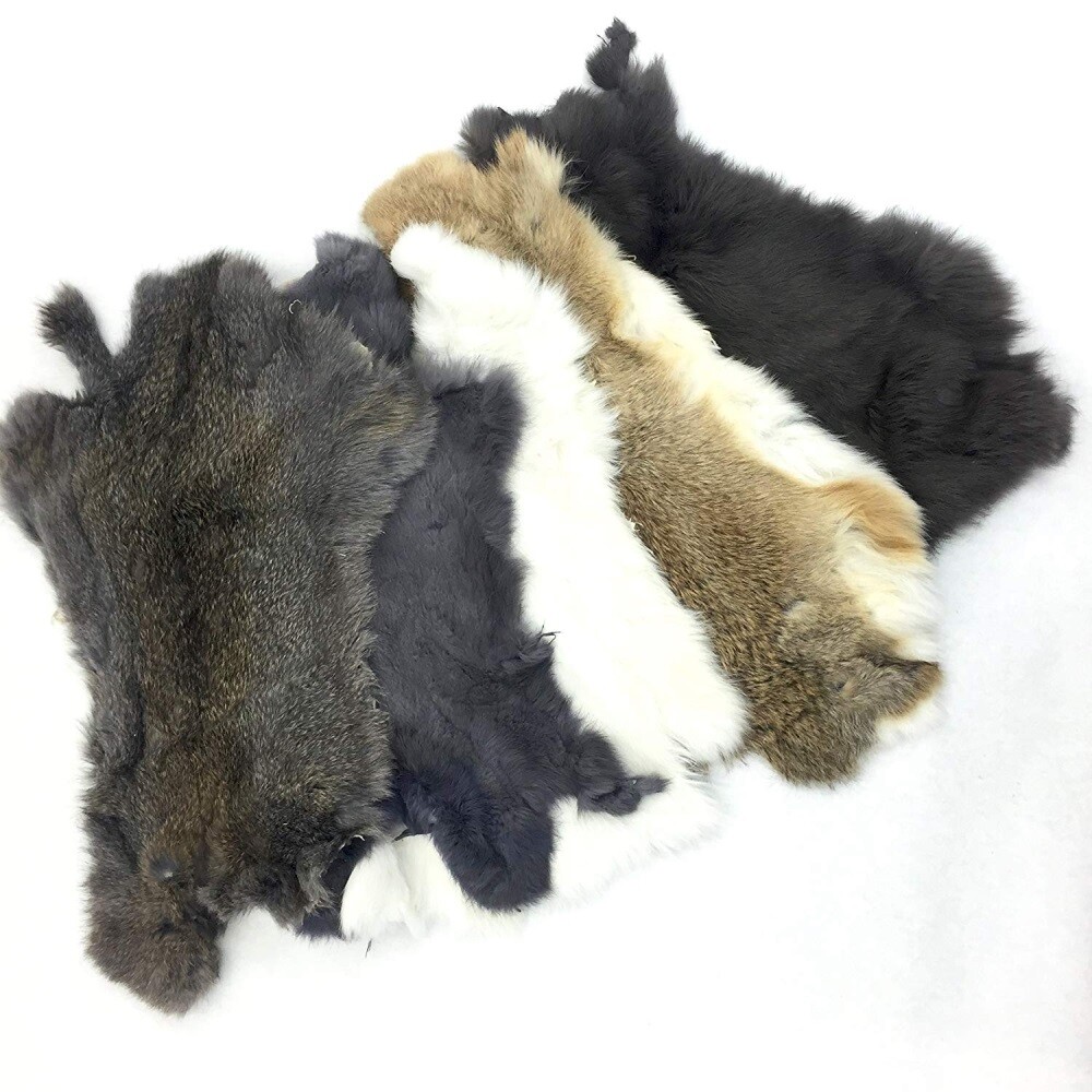 1-10pcs Rabbit Skin Fur Pelt Real Fur Pelts for Animal Training Garment 4 Colors