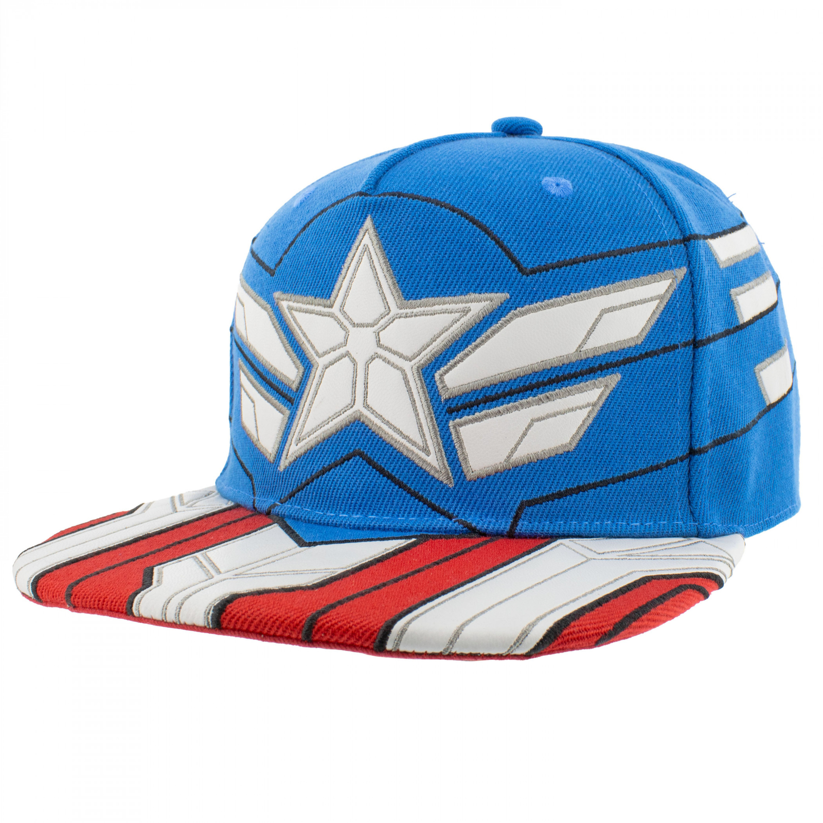 Captain America Anthony Mackie Character Armor Snapback Hat Multi-Color