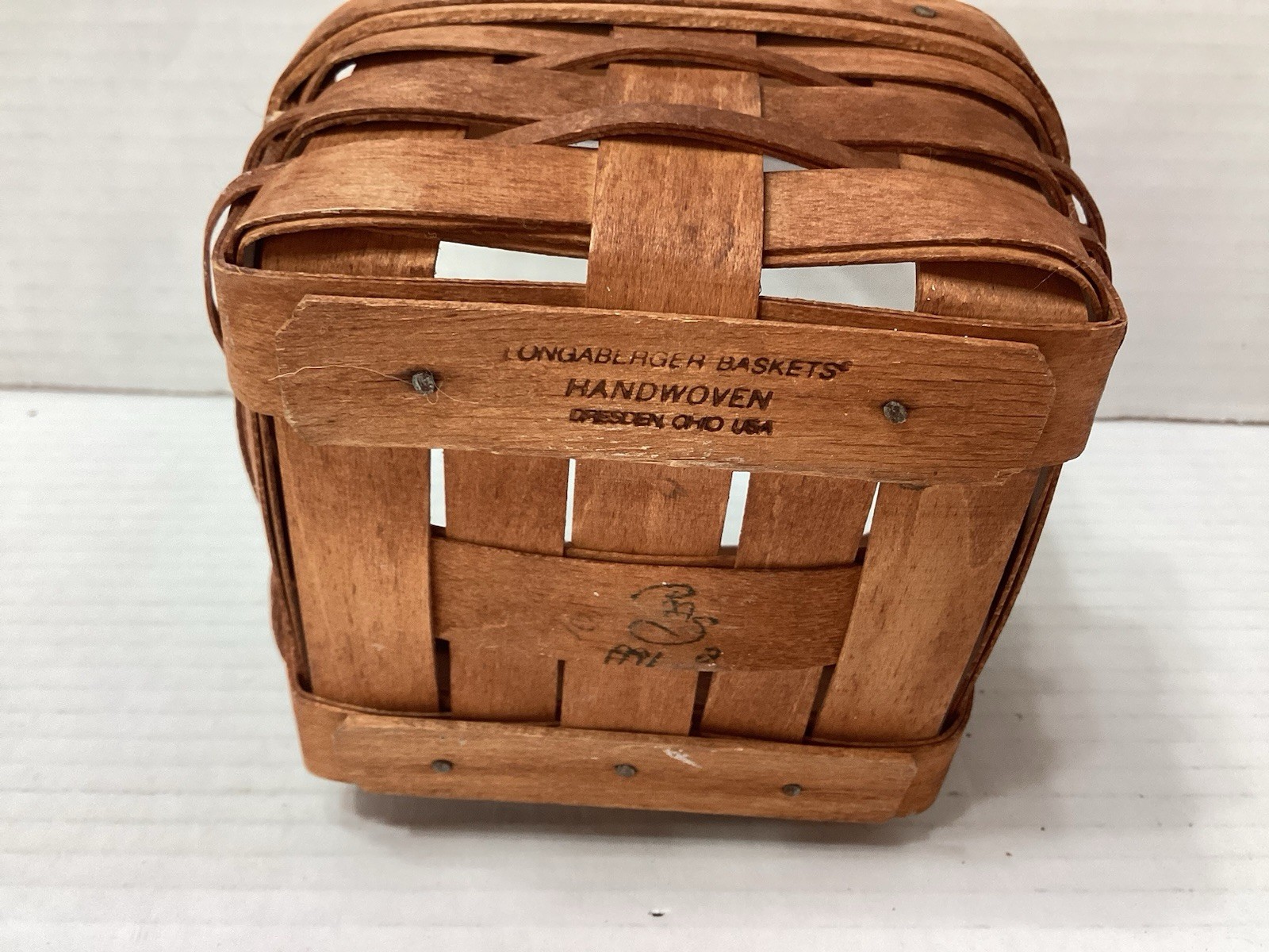 Vintage Longaberger Preowned 1991 Small Square Single Handle Basket