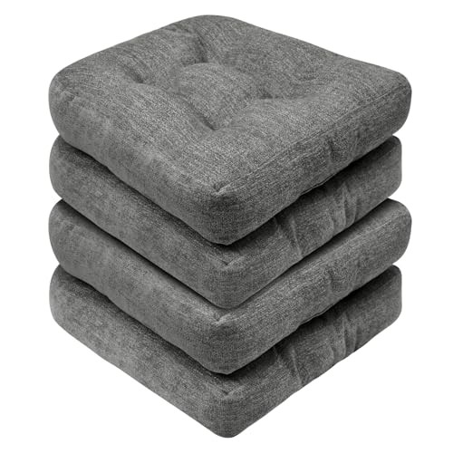 Chair Cushions for Dining Chairs, Non-Slip Chair 17"x17"(Pack of 4) Dark Grey