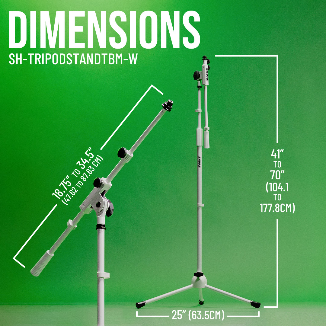 Shure by Gator Tripod Mic Stand with Adjustable Height, Telescoping Boom