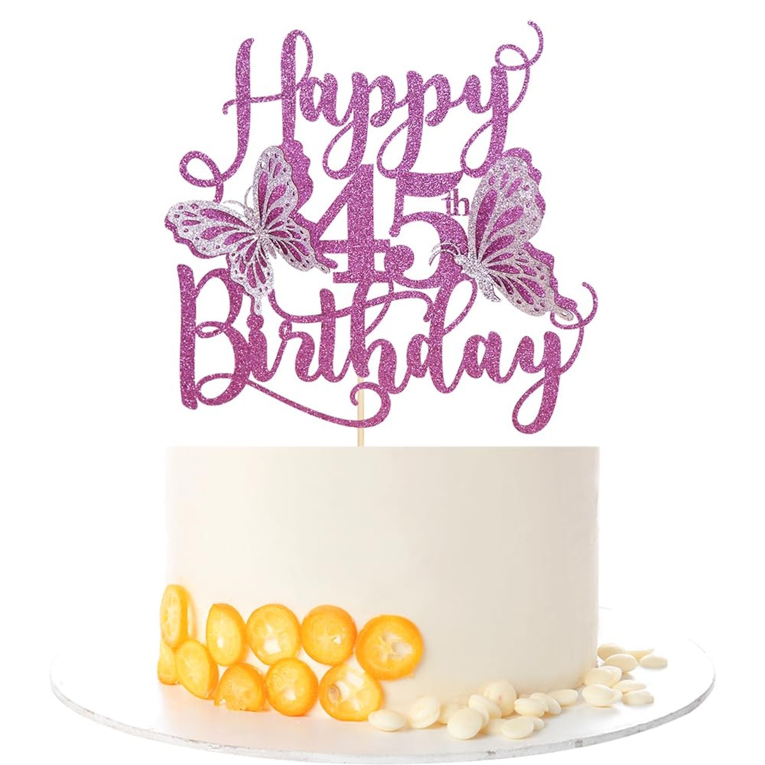 Kaoenla Butterfly Happy 45th Birthday Cake Topper-3D Butterfly theme 45 years...