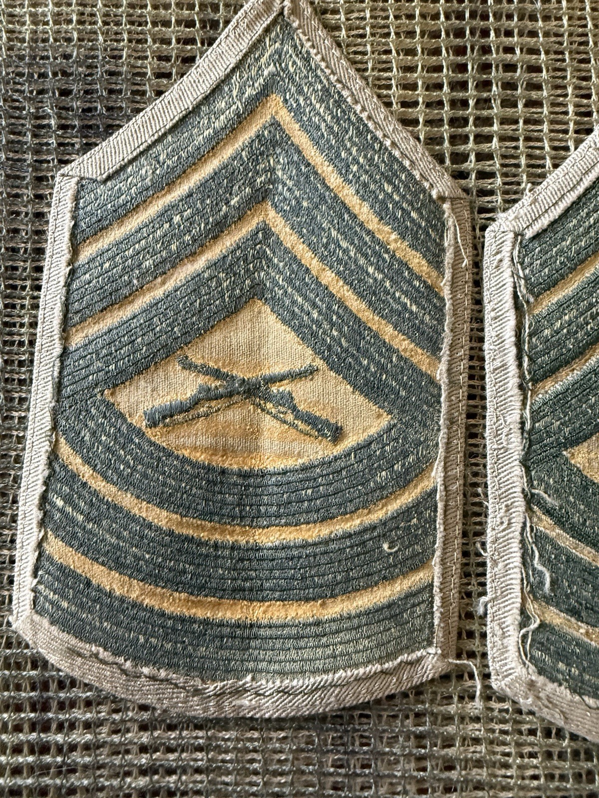 US Marine Corp Master Sergeant MSGT Chevron Set Khaki Worn/sewn