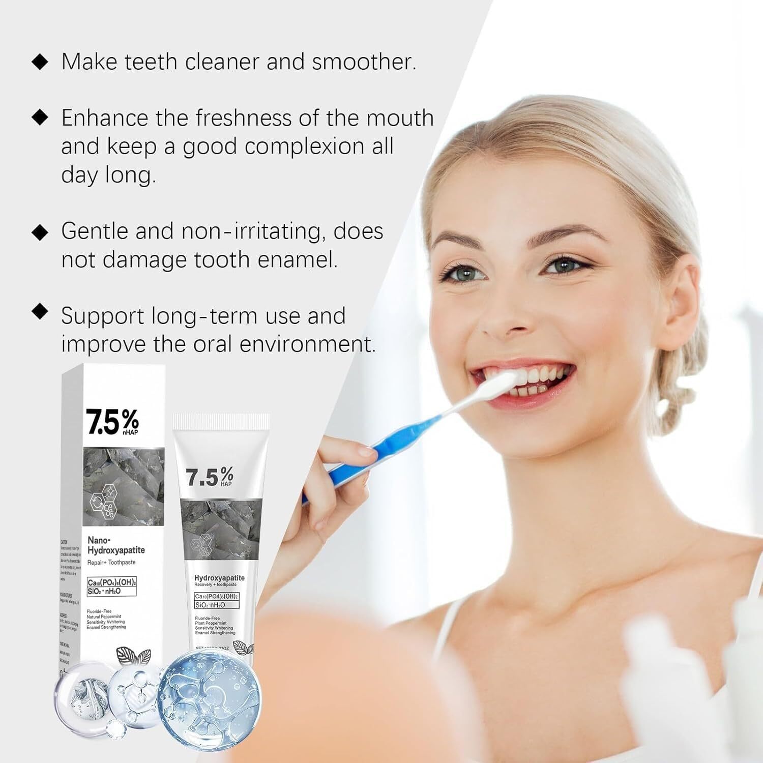7.5% Hap Nano-Hydroxyapatite Toothpaste Remove Deep Clean For Sensitive Teeth ~