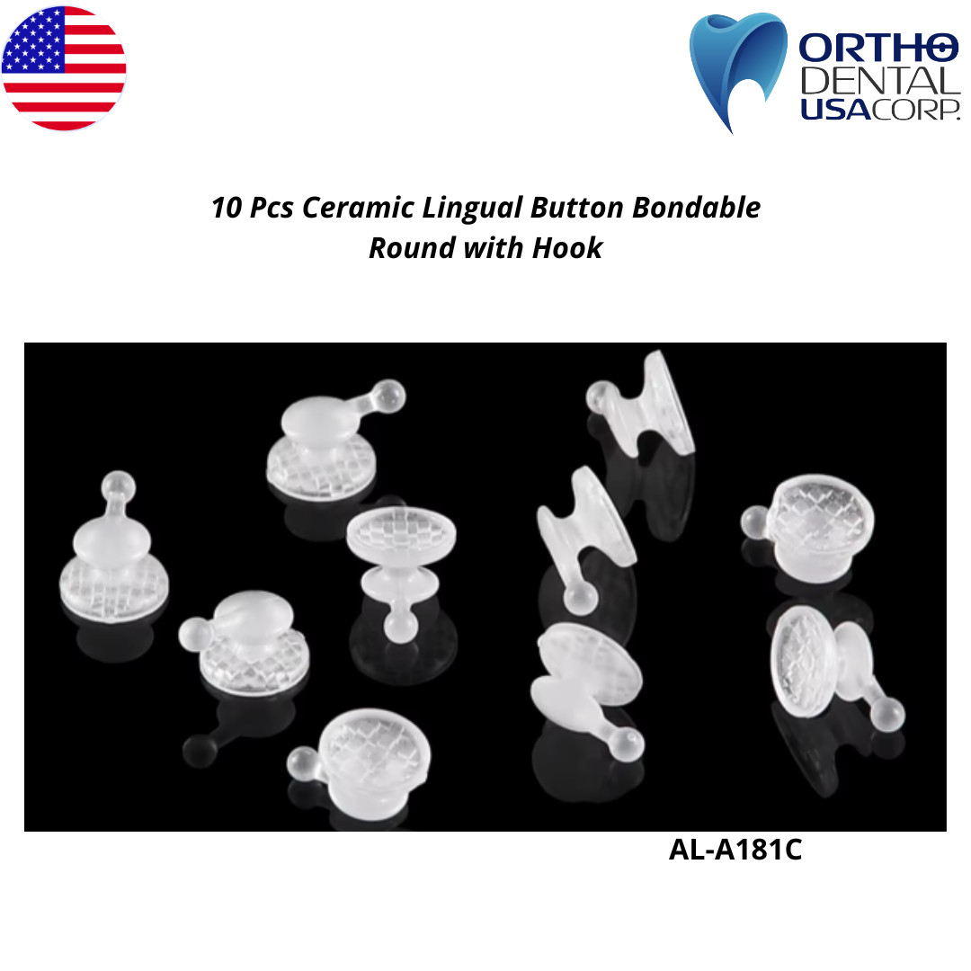 10 Pcs Orthodontic  Ceramic Lingual Button Bondable Round with Hook USA Seller