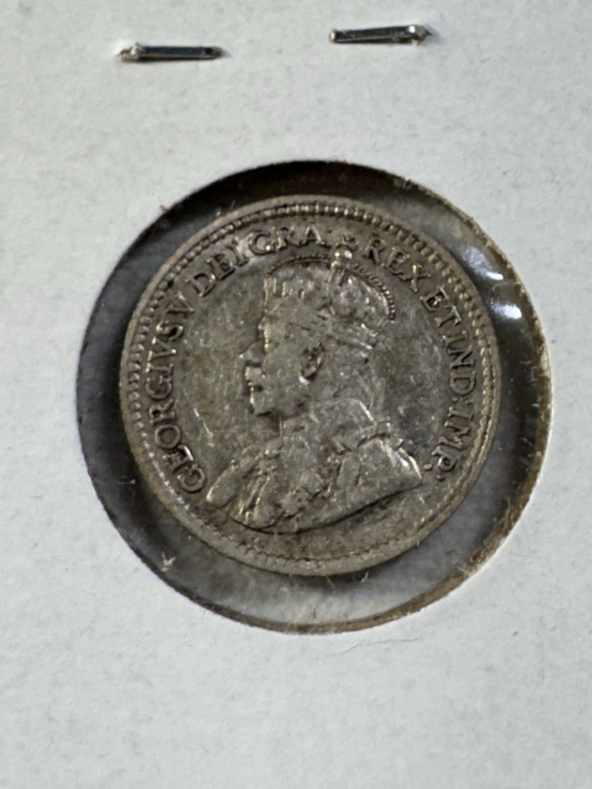 1917 Canada 5 Cents Small Silver Coin Cleaned