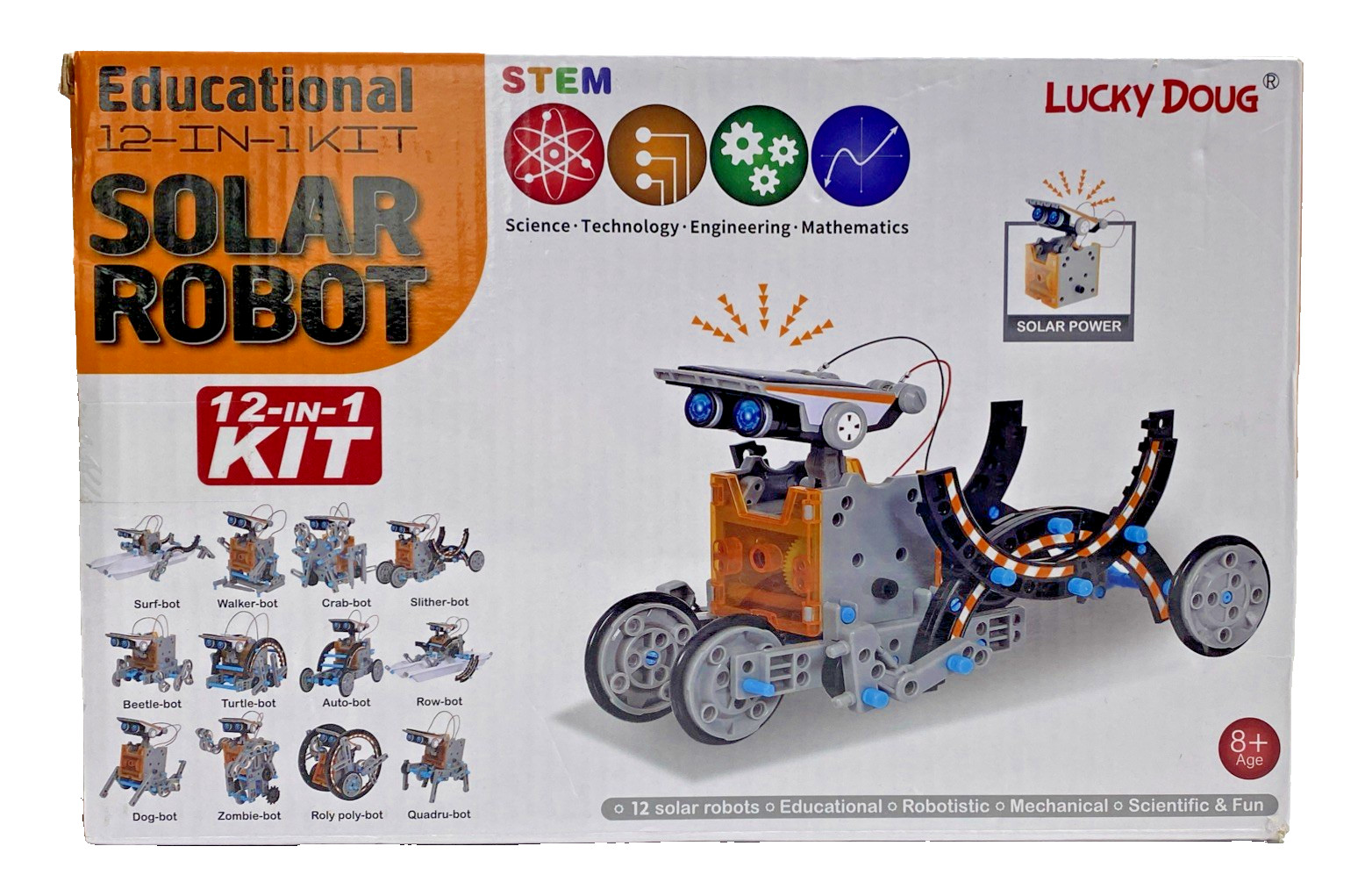 Lucky Doug 12-in-1 STEM Solar Robot Kit Toys Gifts for Kids 8-13 Open BOX