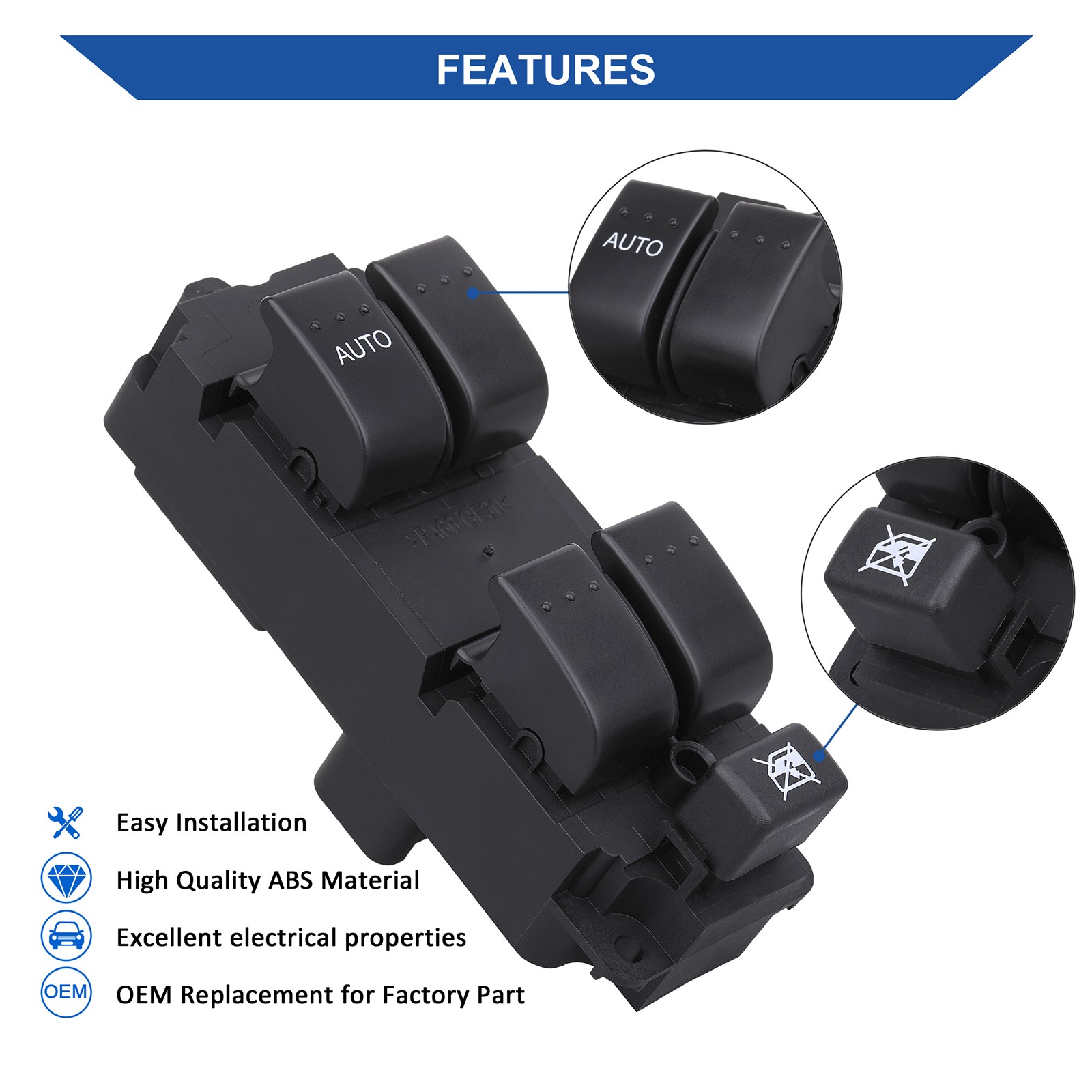 Master Power Window Control Switch Driver Side For 2004-2009 Mazda 3 BN8F66350A