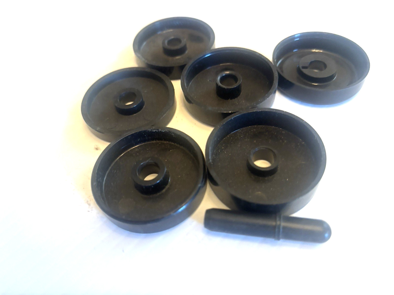 6 lot VTG Black Plastic 45 RPM Adapter Turntable Record Player Mixed