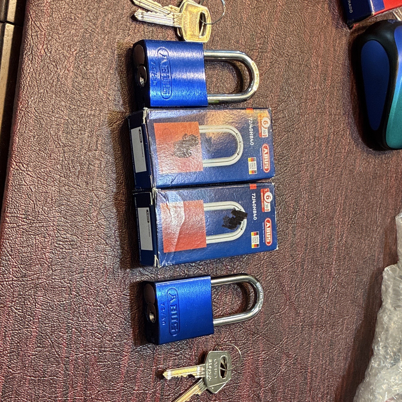 ABUS 72/40 72/40HB40 Blue Aluminum Padlock, Keyed Alike, Rekeyable, A