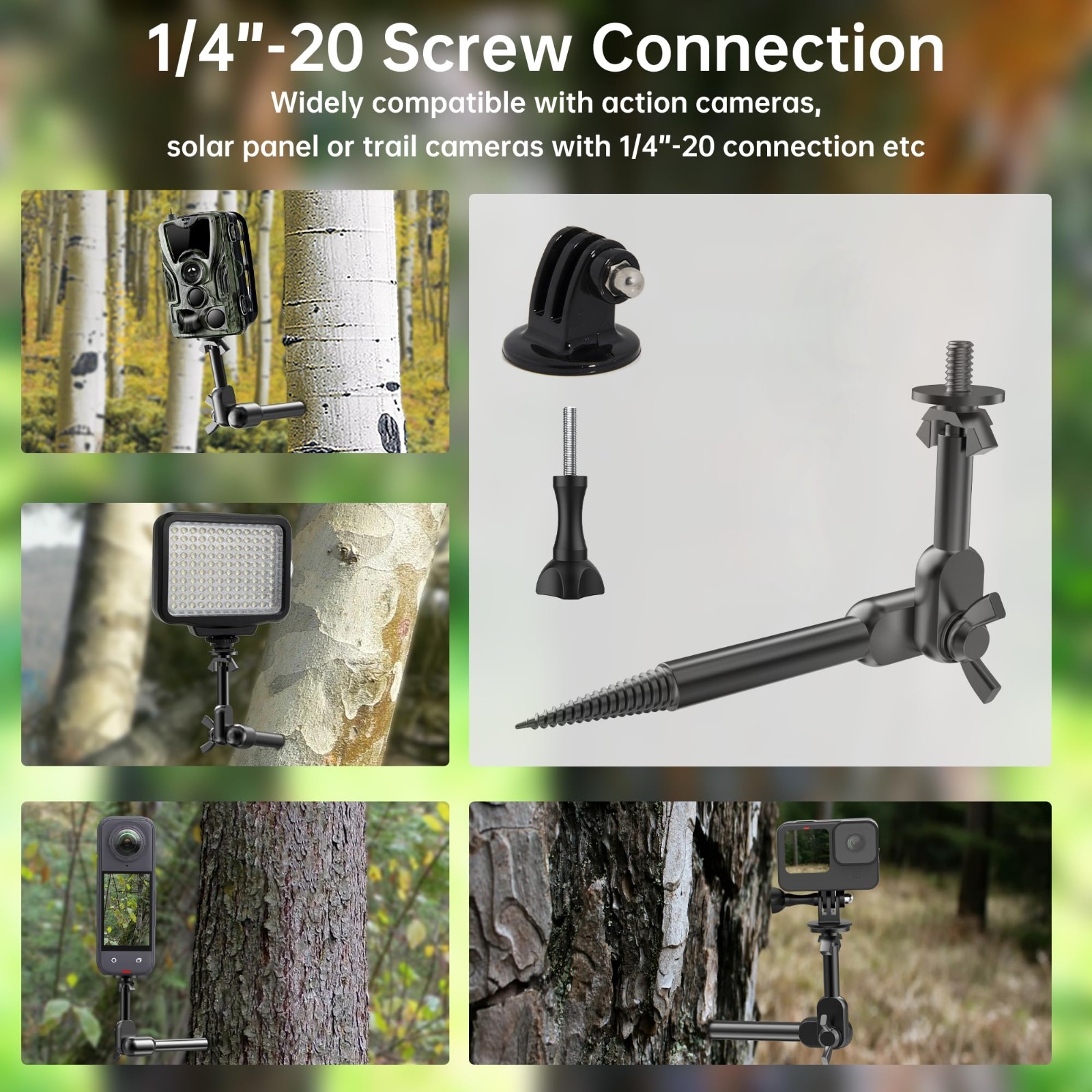 360° Rotatable Trail Camera Mount, Heavy Duty Tree Accessory for Hunting & Binoc