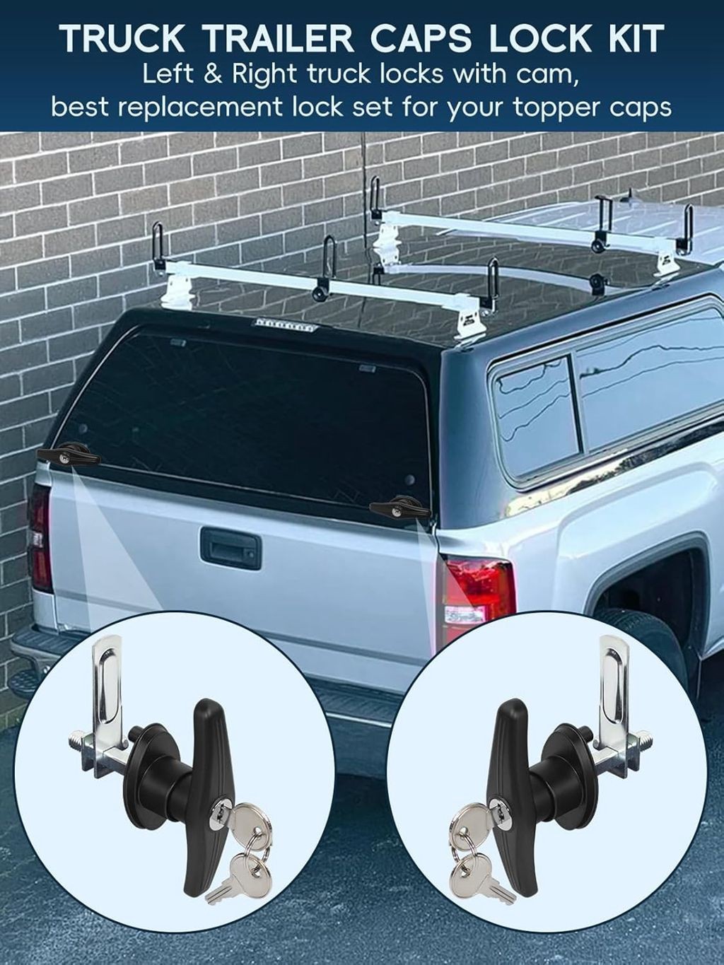Truck Cap Camper Shell T-Handle Lock Latch Topper Door Locking Kit Right C654