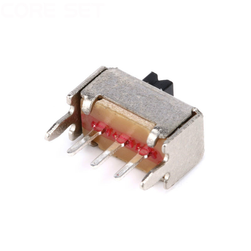 40PCS SS12D07 Mini Vertical Slide Switch 1P2T 3 Pin Toggle Switch SMD PCB DPDT