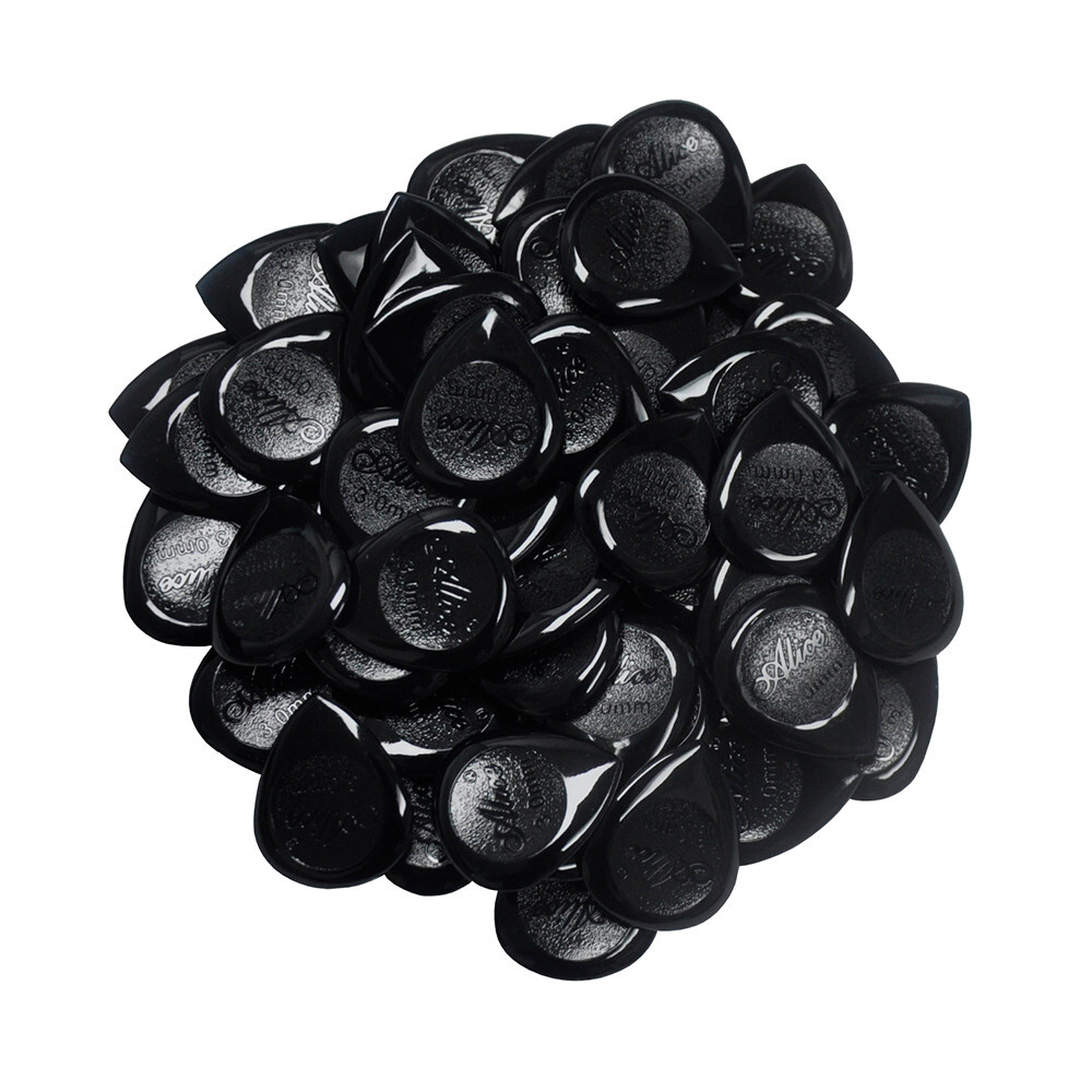 50Pcs Alice 3mm Small Water Drop Jazz Picks Black 20x23mm Guitar Picks