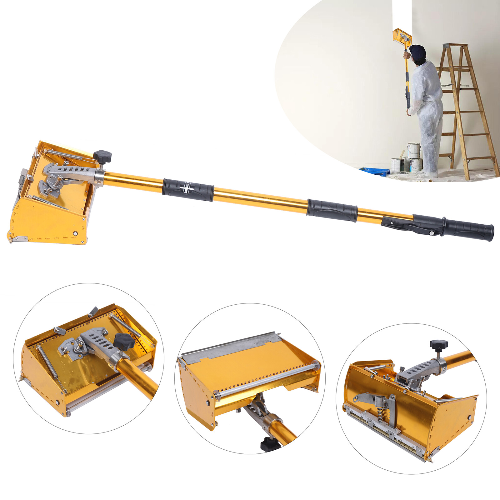 10" Professional Drywall Flat Finishing Box Tool w/ 40-64 Inch Adjustable Handle