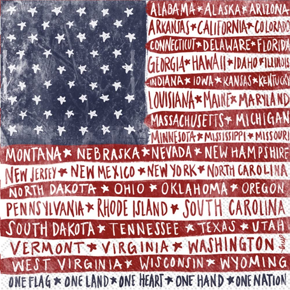 Boston International IHR 3-Ply Paper Napkins, Cocktail Size, One Flag One Nation
