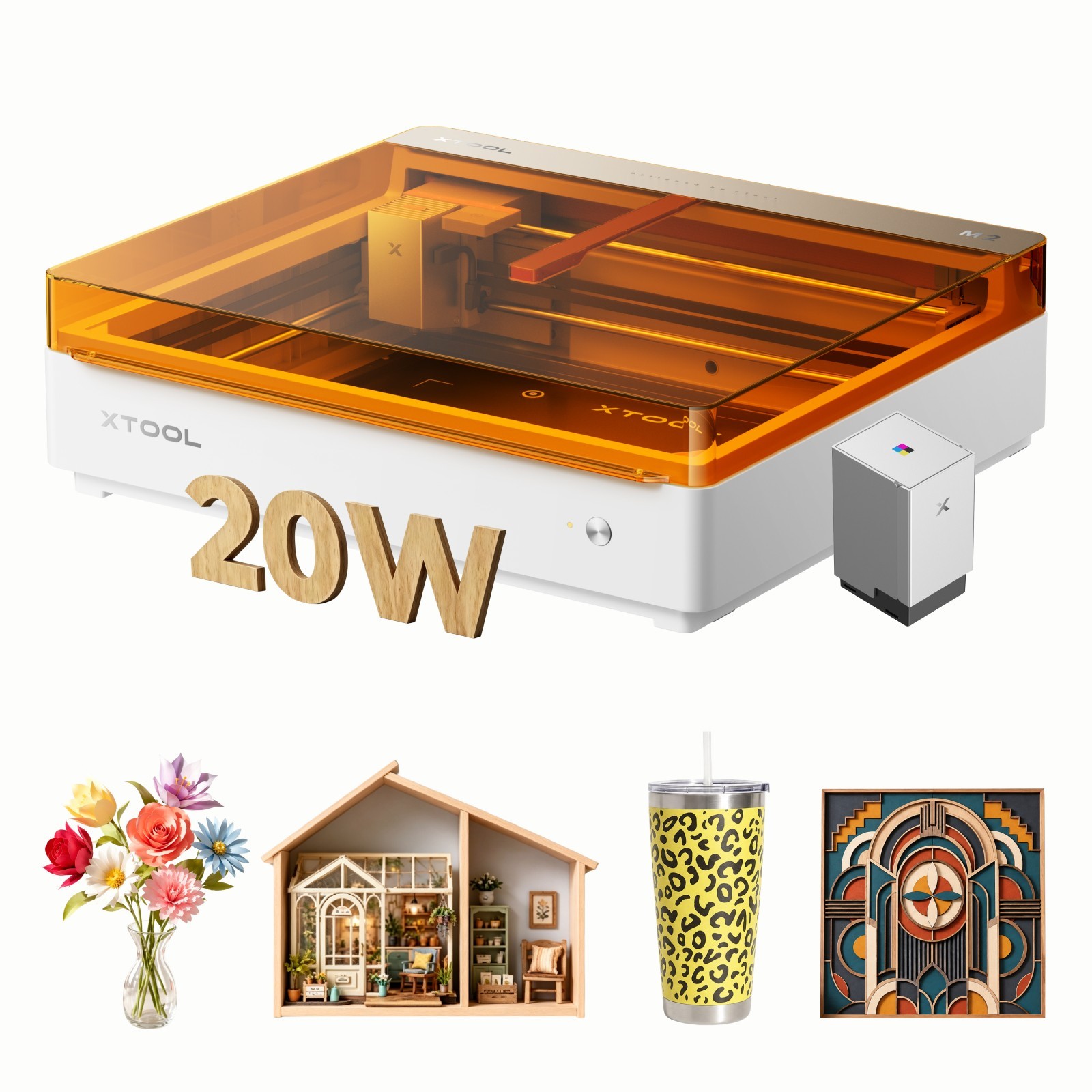 xTool M2 20W Color Craft Laser Cutter & Engraver,Built-in Dual Cameras