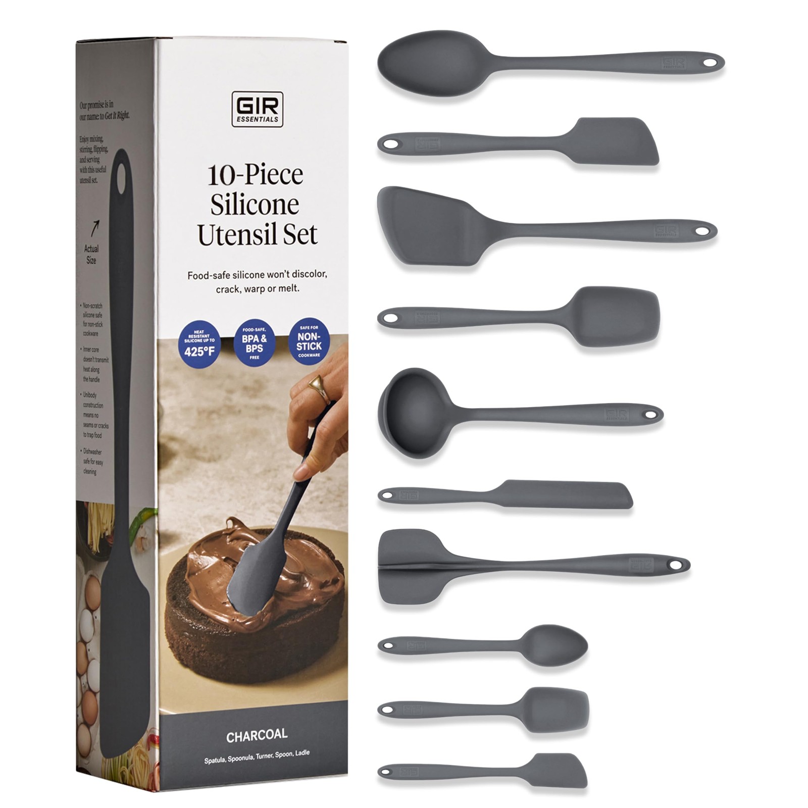 : Get It Right 10 Piece Silicone Essentials Kitchen utensils set - Ladle, Spa...