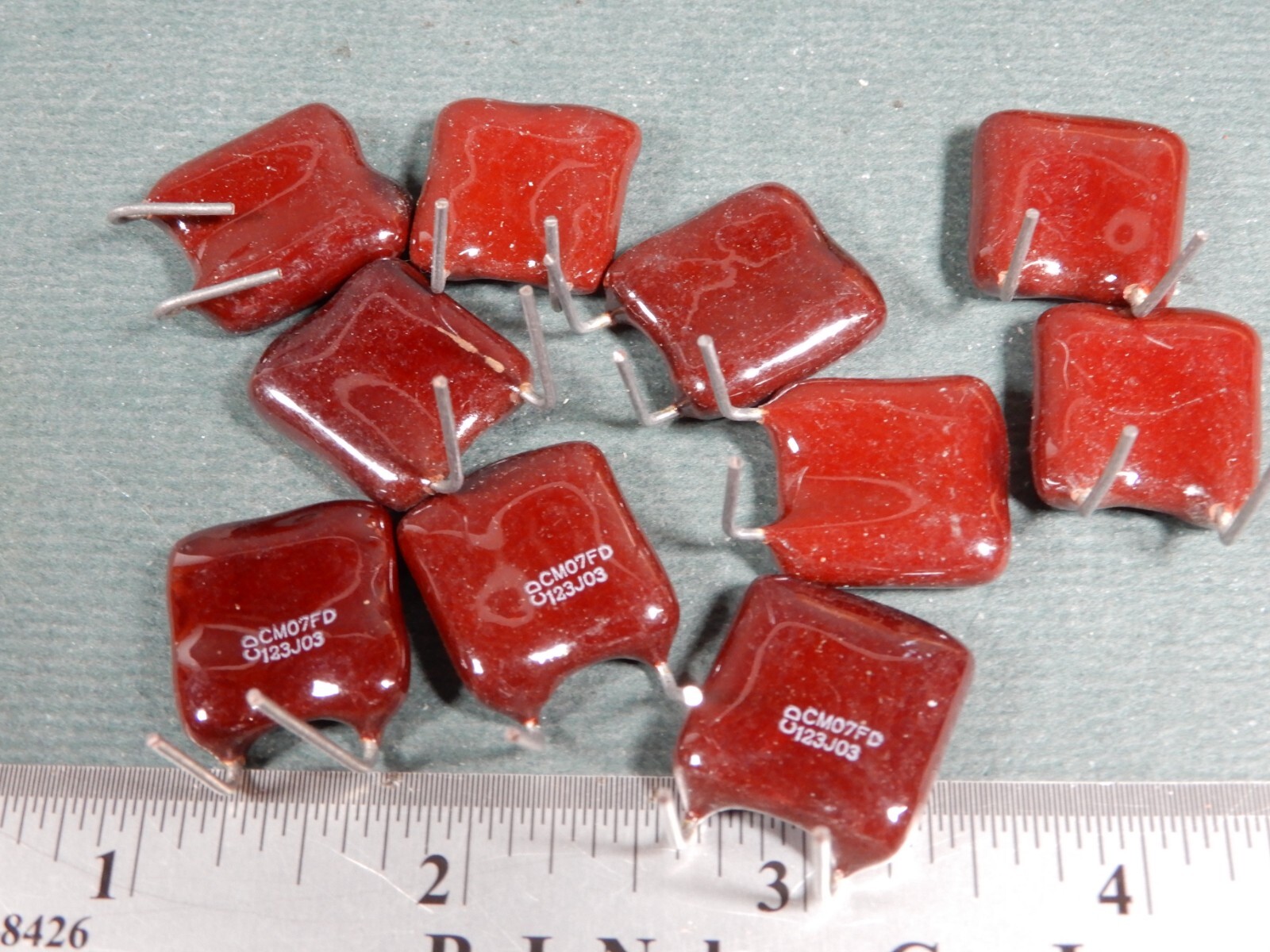 Cornell Dubilier .012uf 500V Silver Mica Capacitors Short Bent Leads Qty 10 NOS