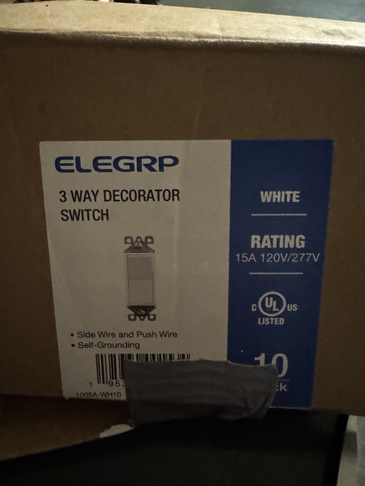 Elegrp 3 Way Box of 10  Decorator Switch 15A 120V/277V