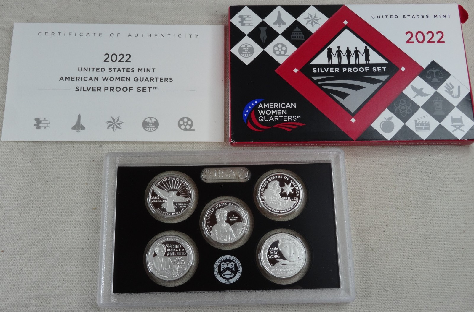 2022-S American Women Quarters Silver Proof Set 5 Coins OGP & COA .999 US Mint