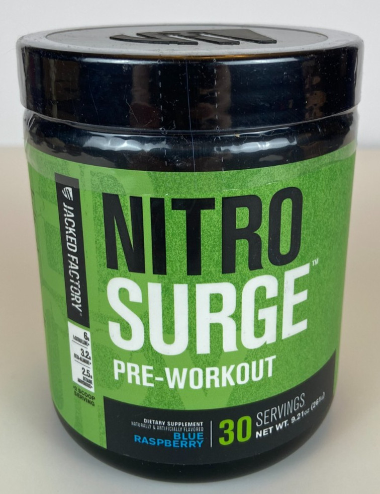 Jacked Factory Nitro Surge Pre-Workout Blue Raspberry 9.21 oz. 30 Servings 2/28