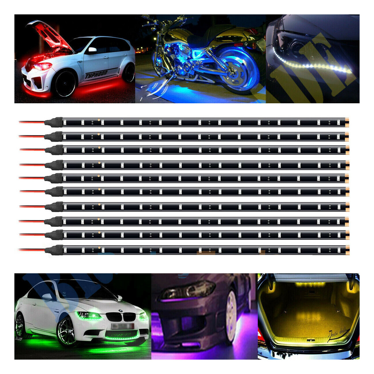 Lot Waterproof 12''/15 DC 12V Motor LED Strip Underbody Light For Car Motorcycle