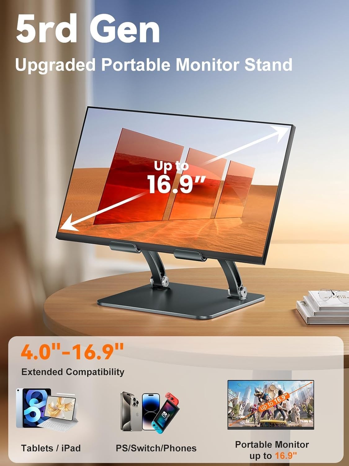 Ergonomic Dual Rod Aluminum Tablet Stand - Perfect for iPads & Surface Tablets